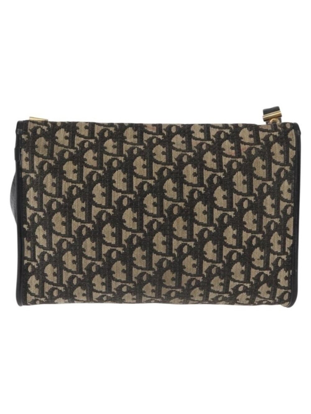 Authentic Christian Dior Trotter Canvas Shoulder Bag Black Gold - Picture 9 of 16